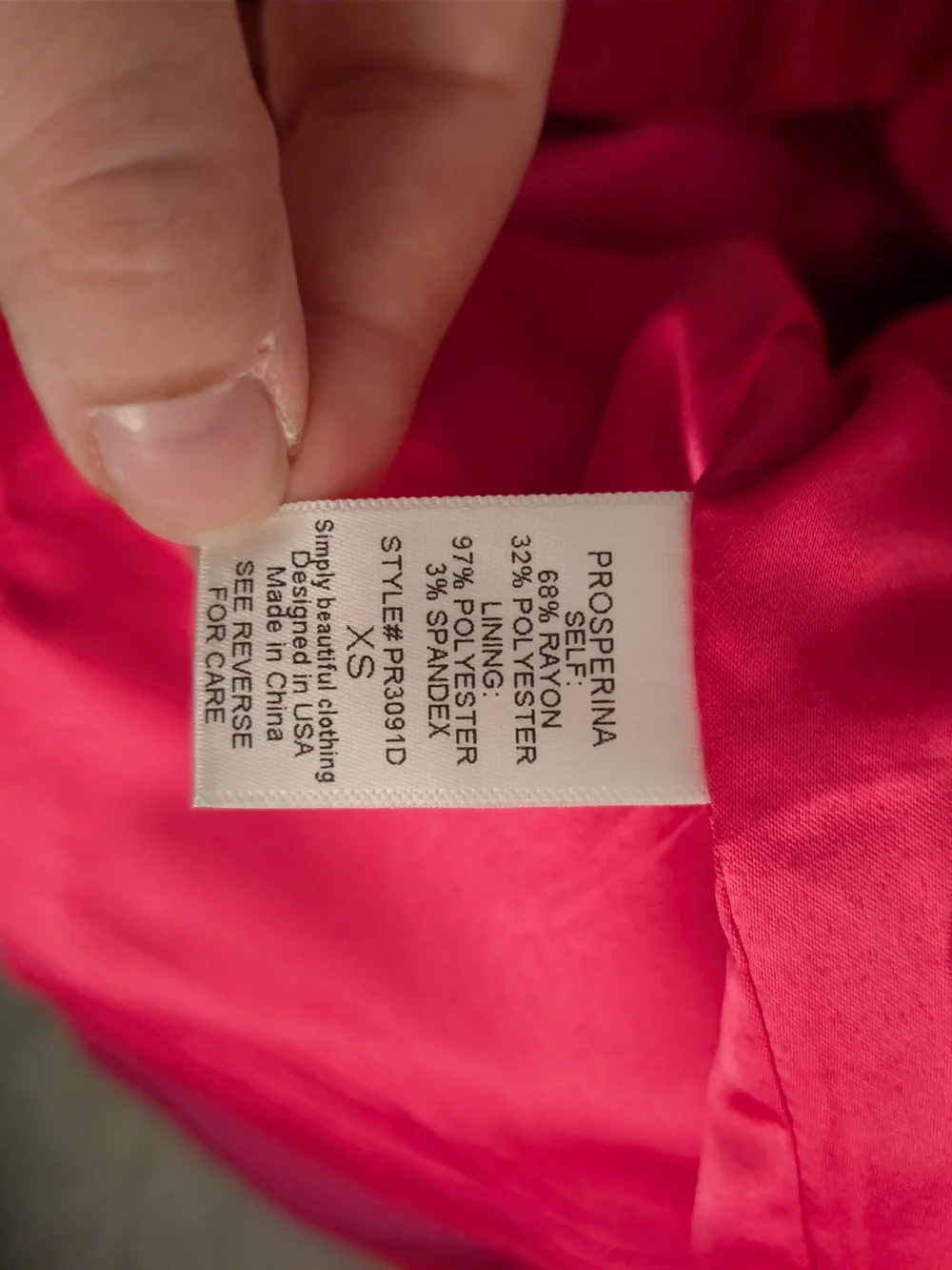 Prosperina size clothing